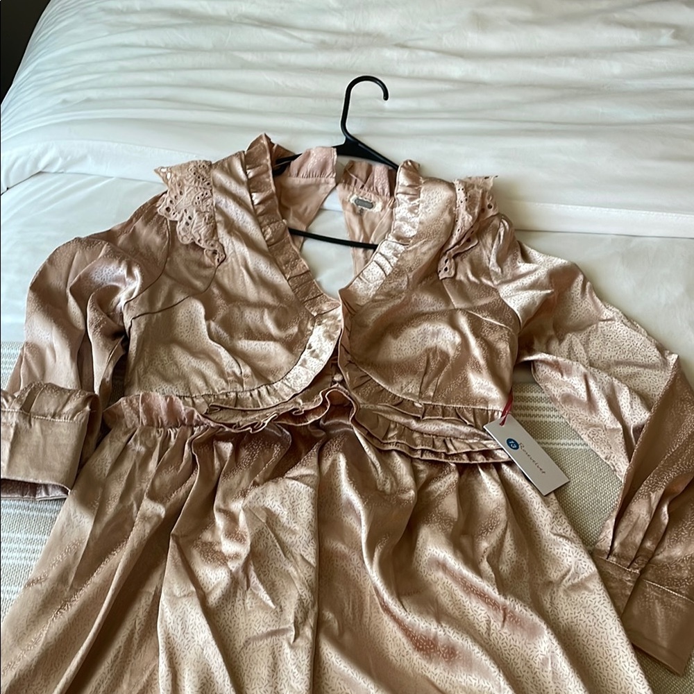 Nude pink tan  satin feel dress